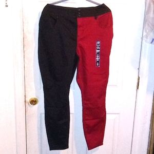 Red / black split high-rise super skinny jeans